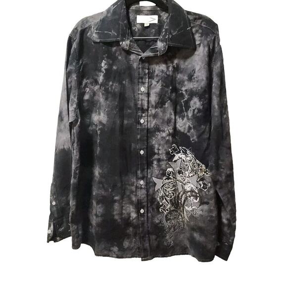 Eighty Eight Other - Eighty Eight Shirt Adult L Gray Tie Dye Button Up Large Graphic Print On Back